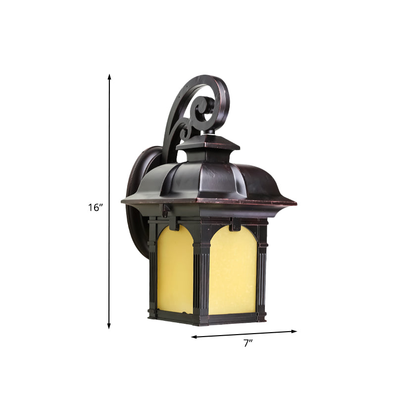Rustic Yellow Glass Wall Sconce Light Fixture - Single Coffee Finish