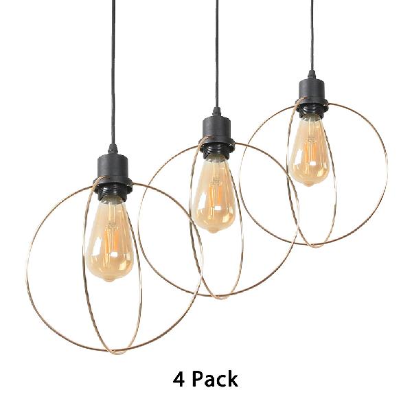 Metal Caged Pendant Lighting - Farmhouse Style 1 Light Black