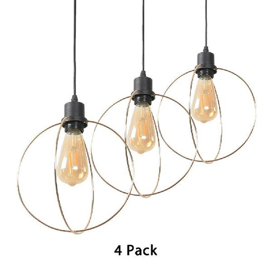 Metal Caged Pendant Lighting - Farmhouse Style 1 Light Black