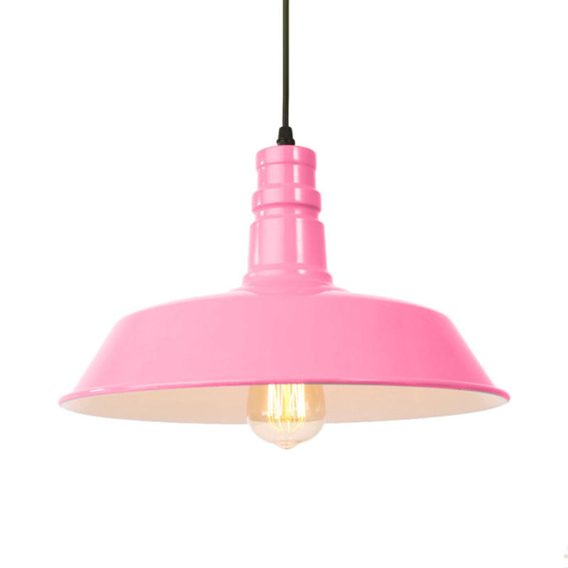 Retro Metal Barn Shade Hanging Lamp - Pink/Yellow 10/14/18 Diameter
