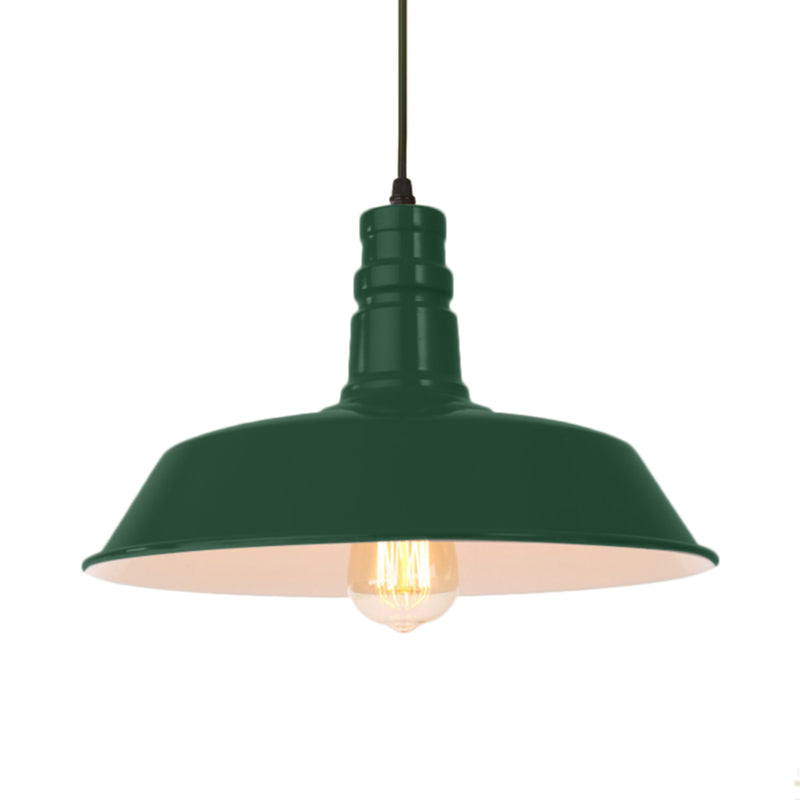 Retro Style Metal Barn Shade Hanging Lamp - 1 Bulb Ceiling Pendant In Pink/Yellow Multiple Diameter