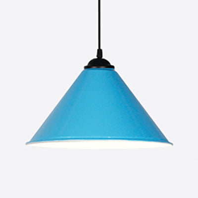 Retro Style Metal Cone Shade Ceiling Light Fixture Black/Gray/White 1-Light Hanging Lamp For Bedroom