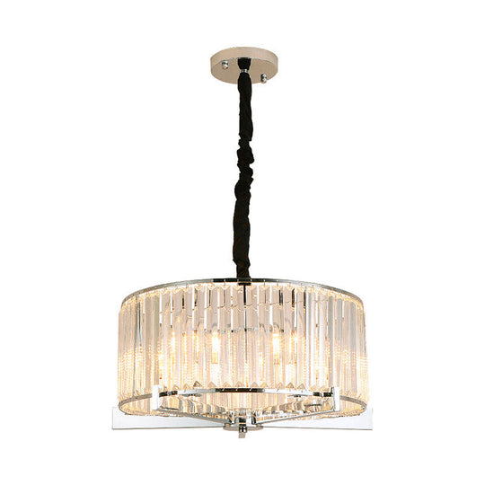 5/6-Head Modern Drum Crystal Chandelier: Stylish Ceiling Light For Table