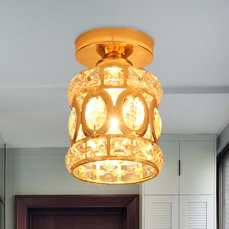 Modern Gold Crystal Flush Light For Corridors - Recessed 1 - Light Mount