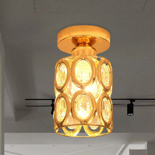 Modern Gold Crystal Flush Light For Corridors - Recessed 1 - Light Mount