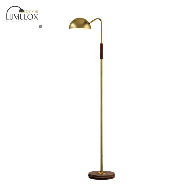Dome Shade Living Room Floor Lighting Metal Single Light Postmodern Stand Lamp In Brass