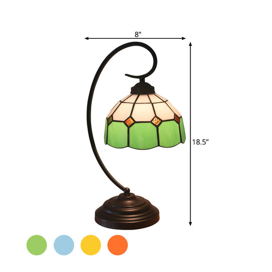 Baroque Orange/Blue/Yellow Cut Glass Task Table Lamp With Swirl Arm