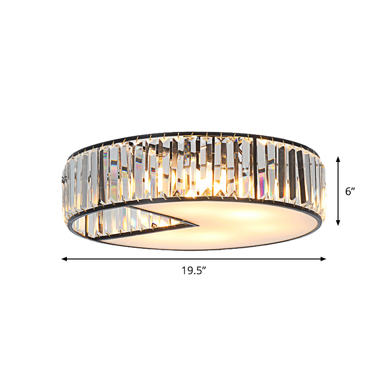 Modern Crystal Flush Ceiling Lamp - 5-Bulb Block Design For Living Room