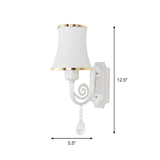 Contemporary Gold Wall Sconce 1 Light Textured Glass Mount Fixture Ideal For Living Room