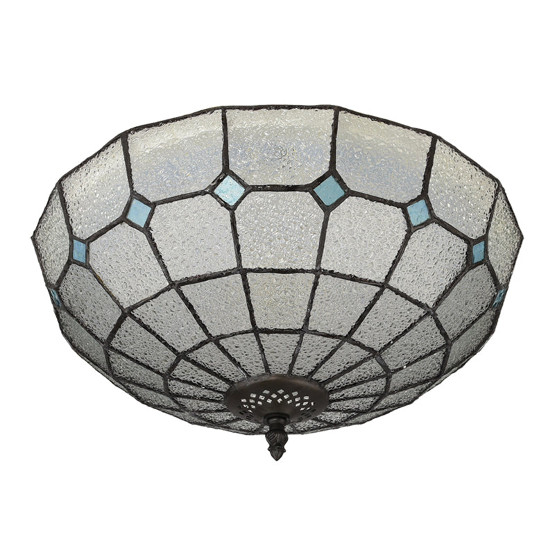 Baroque 3-Head Cut Glass Clear/Textured White Flushmount Ceiling Light