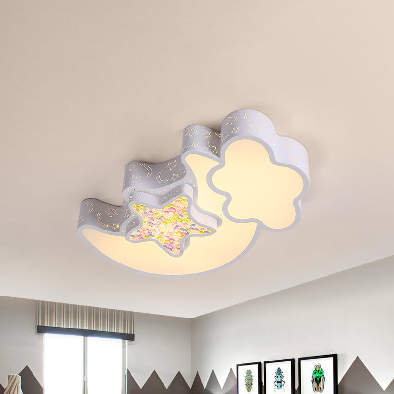 Nordic Led Flush Ceiling Light With Acrylic Starry Sky Design - Ideal For Childs Bedroom