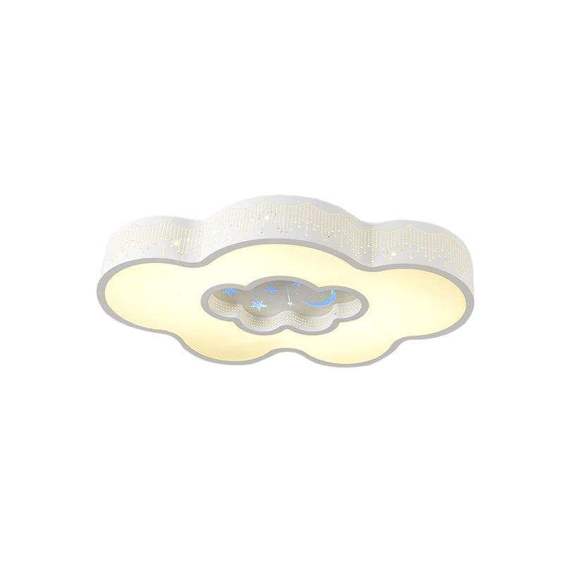 Nordic Led Flush Mount Ceiling Light In Cloud Design - White/Warm