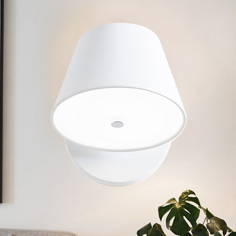 Metal Cone Wall Sconce - 1 Light In White/Warm With Pink Yellow And Black Accents White /