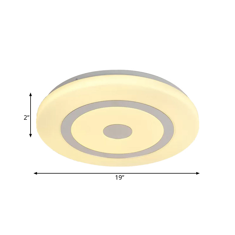 15’/19’ Contemporary Acrylic Led Round Flush Mount Fixture For Bedroom Lighting In Black And White
