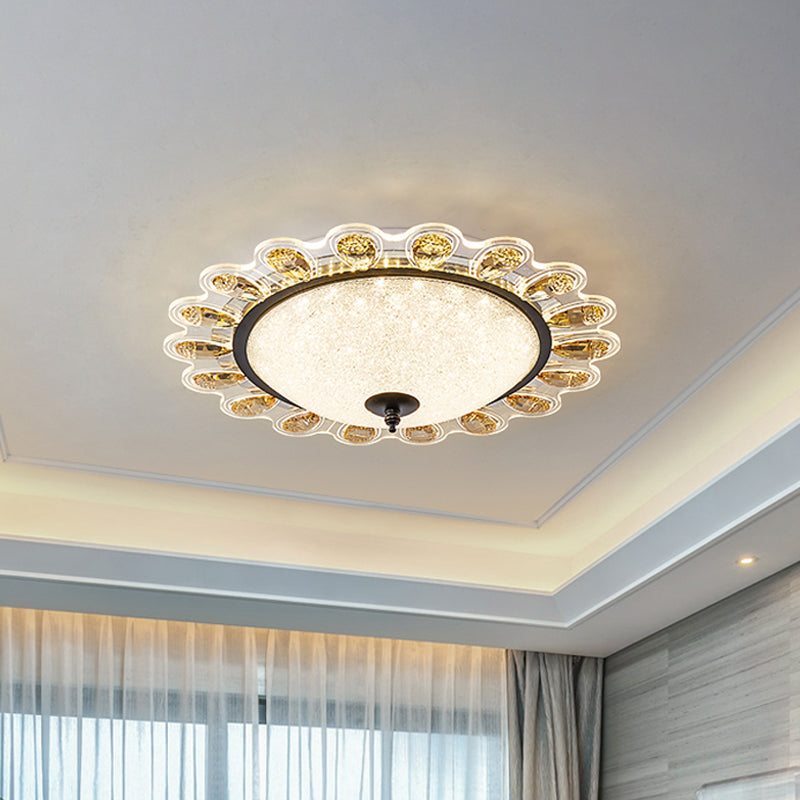 Contemporary Yellow Crystal Flushmount Led Ceiling Light For Drawing Room - 16/23.5 Wide / 16