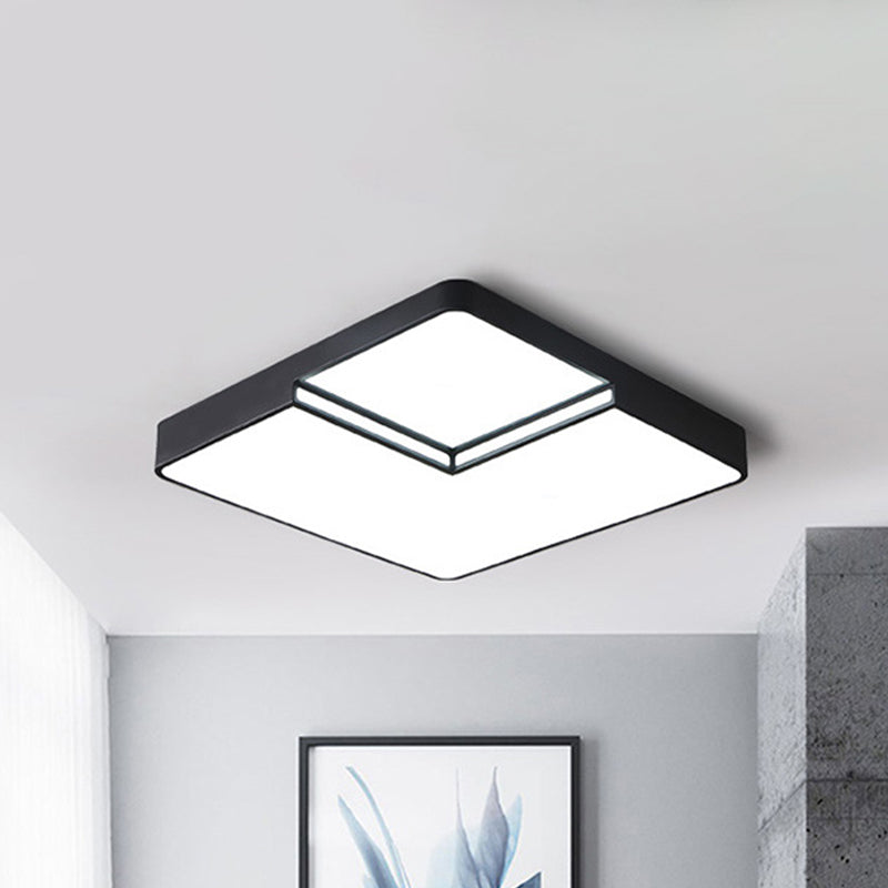 Modern Led Square Flush Mount Ceiling Light Fixture - White/Black White/Warm (16.5/20.5 W)
