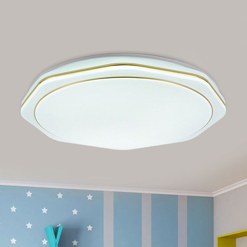 Modern White Led Acrylic Ceiling Lamp - 16/19.5 Geometry Flushmount For Bedroom Lighting
