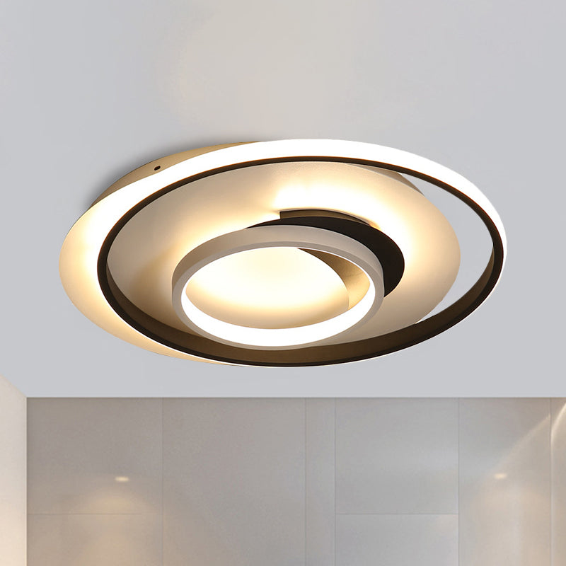 Modern Black Flush Ceiling Lighting Fixture - 18/21.5 Round Acrylic Led Light In Warm/White