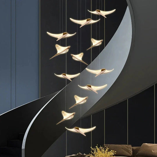Solviera Branch Staircase Chandelier – Luxury LED Statement Light