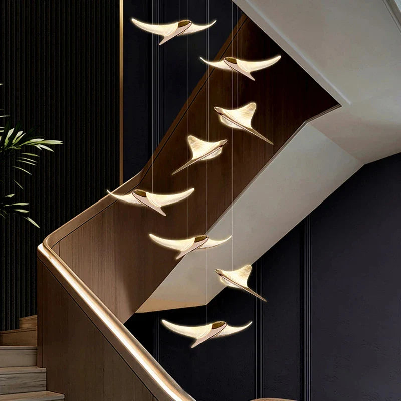 Solviera Branch Staircase Chandelier – Luxury LED Statement Light
