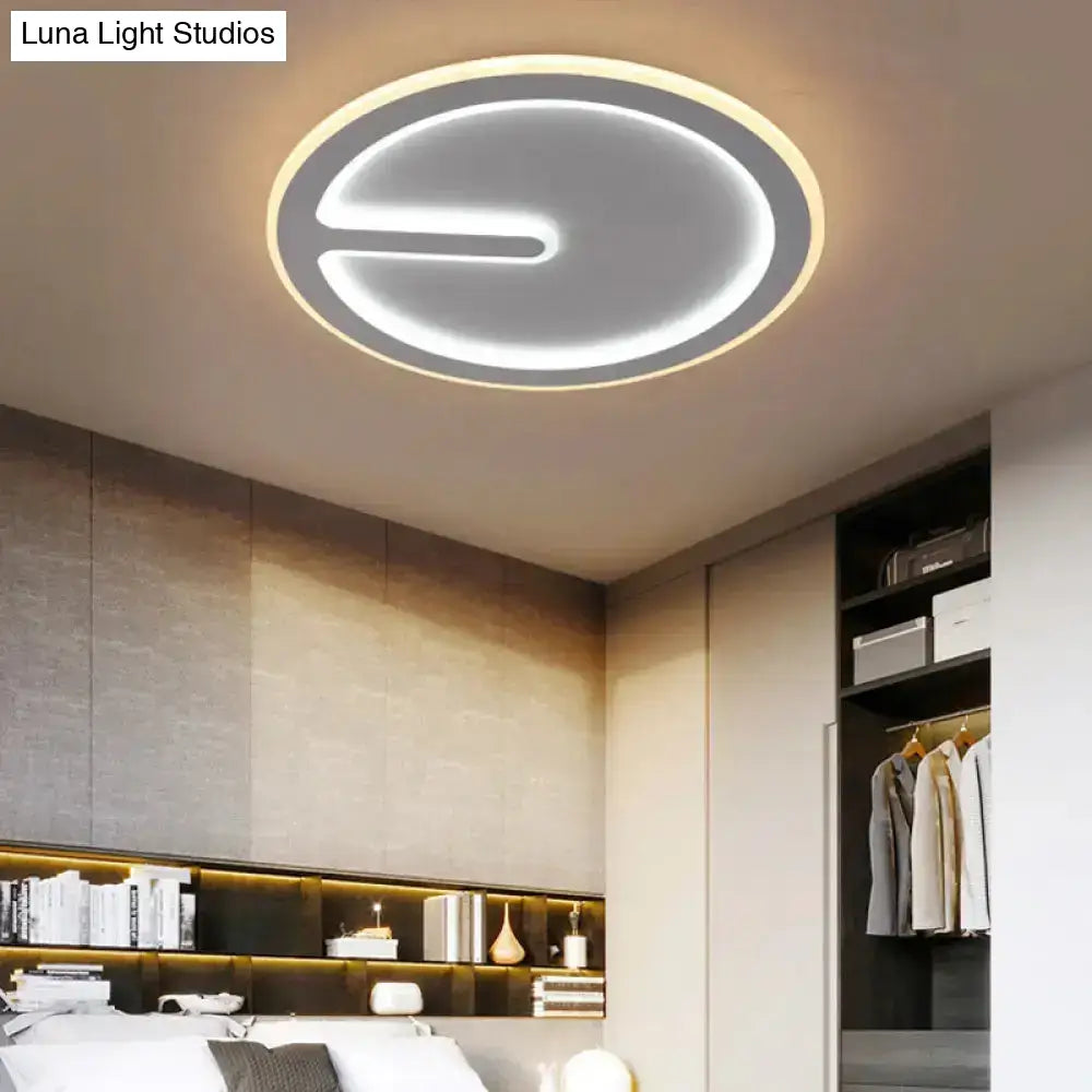 Acrylic Flush-Mount Led Clock Ceiling Light For Bedroom - Simplicity White With Warm/White