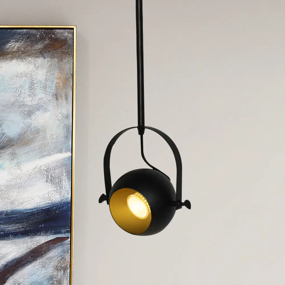 Adjustable Led Dome Pendant Spotlight In Antiqued Black Finish - With Handle