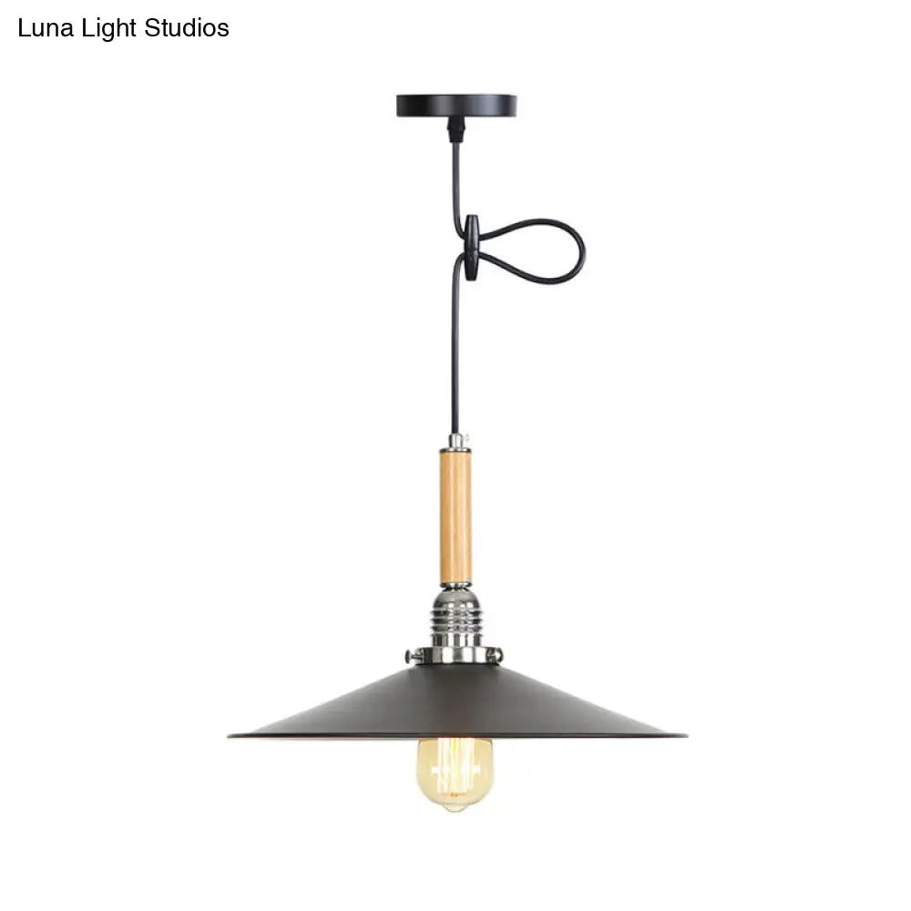 Adjustable Metallic Saucer Pendant Light For Kitchen - Industrial Ceiling Hanging With 1 Bulb