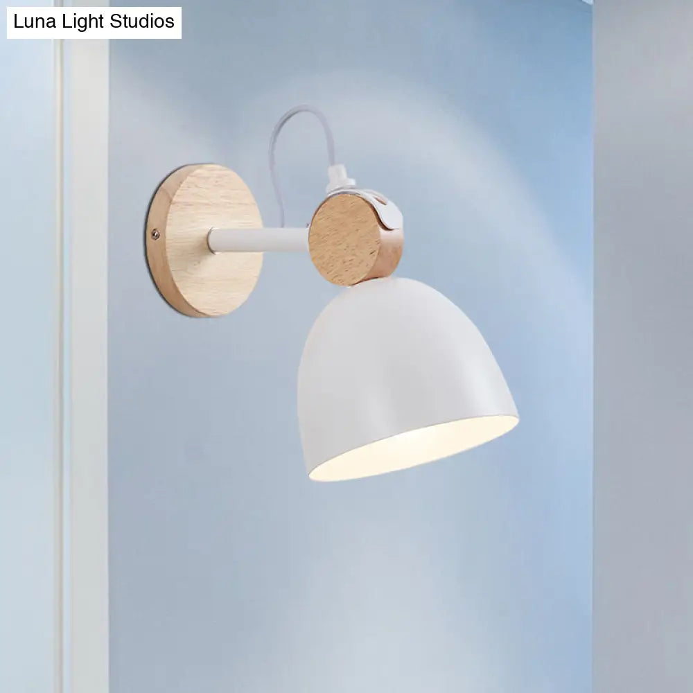 Adjustable Nordic Style Metal Dome Wall Sconce With 1 Light - Perfect For Living Rooms