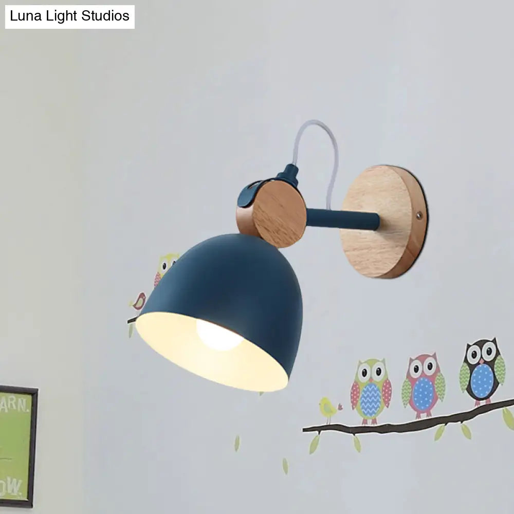 Adjustable Nordic Style Metal Dome Wall Sconce With 1 Light - Perfect For Living Rooms