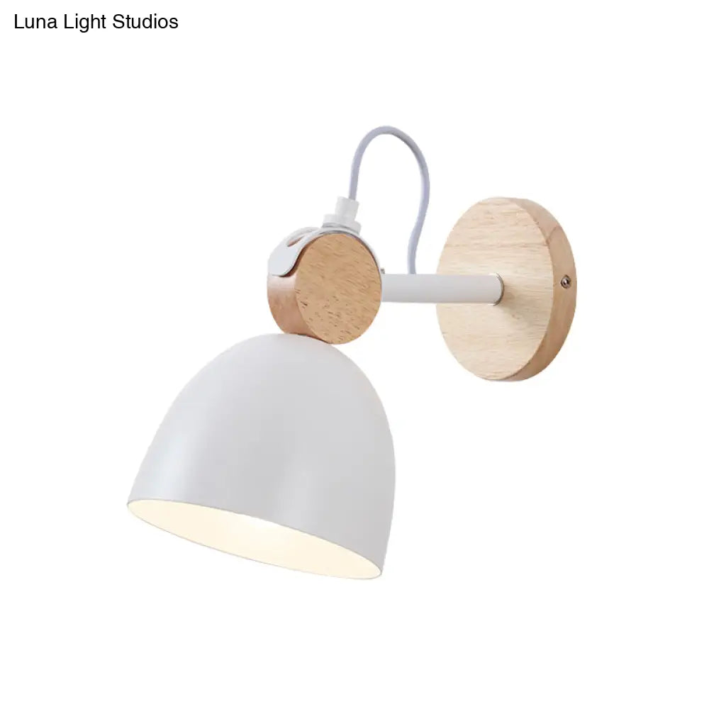 Adjustable Nordic Style Metal Dome Wall Sconce With 1 Light - Perfect For Living Rooms