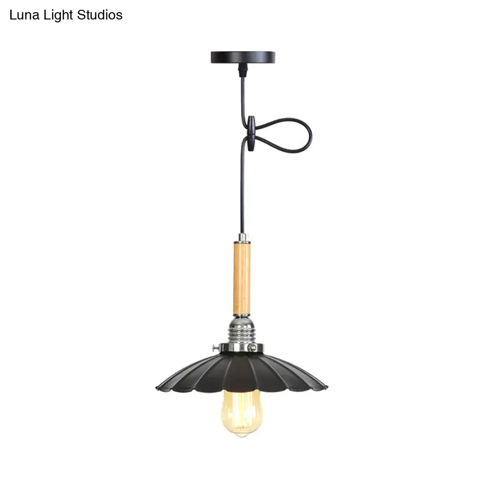 Adjustable Scalloped Pendant Light For Dining Table - 1-Light Indoor Fixture