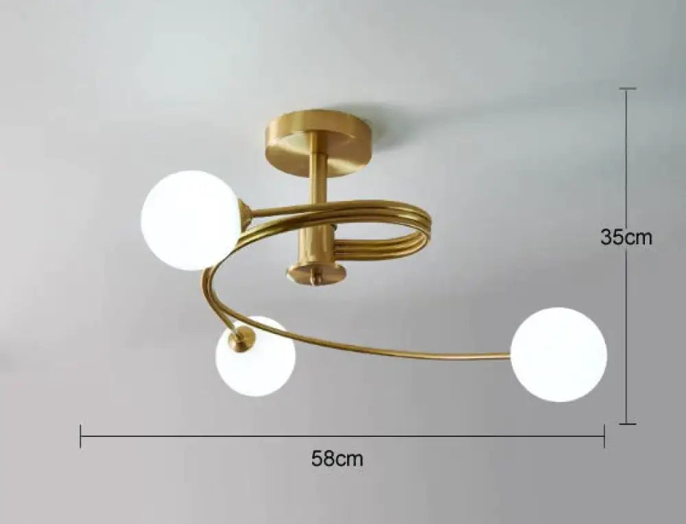 Aimee - Nordic Creative Rotate Bedroom Room Lamp Room Copper Ceiling Lamp 3 milky white / Without bulb Ceiling
