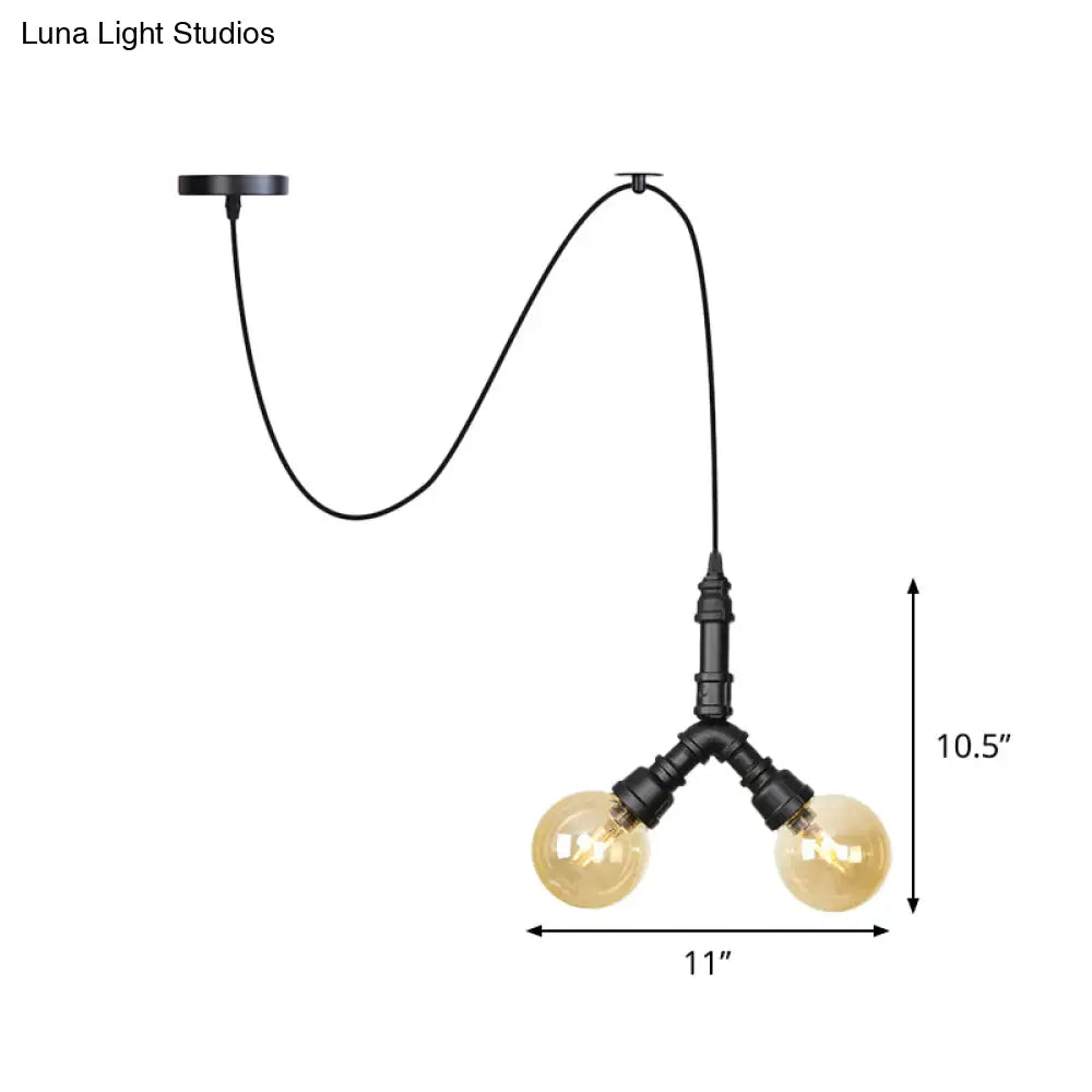 Alamak - Modern Amber Glass Pendant Chandelier With Swag Design