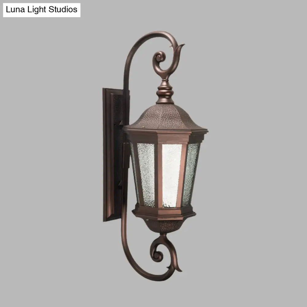 Aniseed Tiger Stripe Metal Wall Mount Sconce With Water Glass Shade - Brown Country Style 1-Light