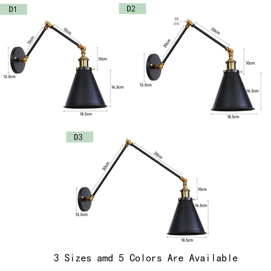 Antike verstellbare Wandlampe Wandleuchte Schwarz Kupfer