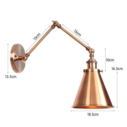 Antike verstellbare Wandlampe Wandleuchte Schwarz Kupfer