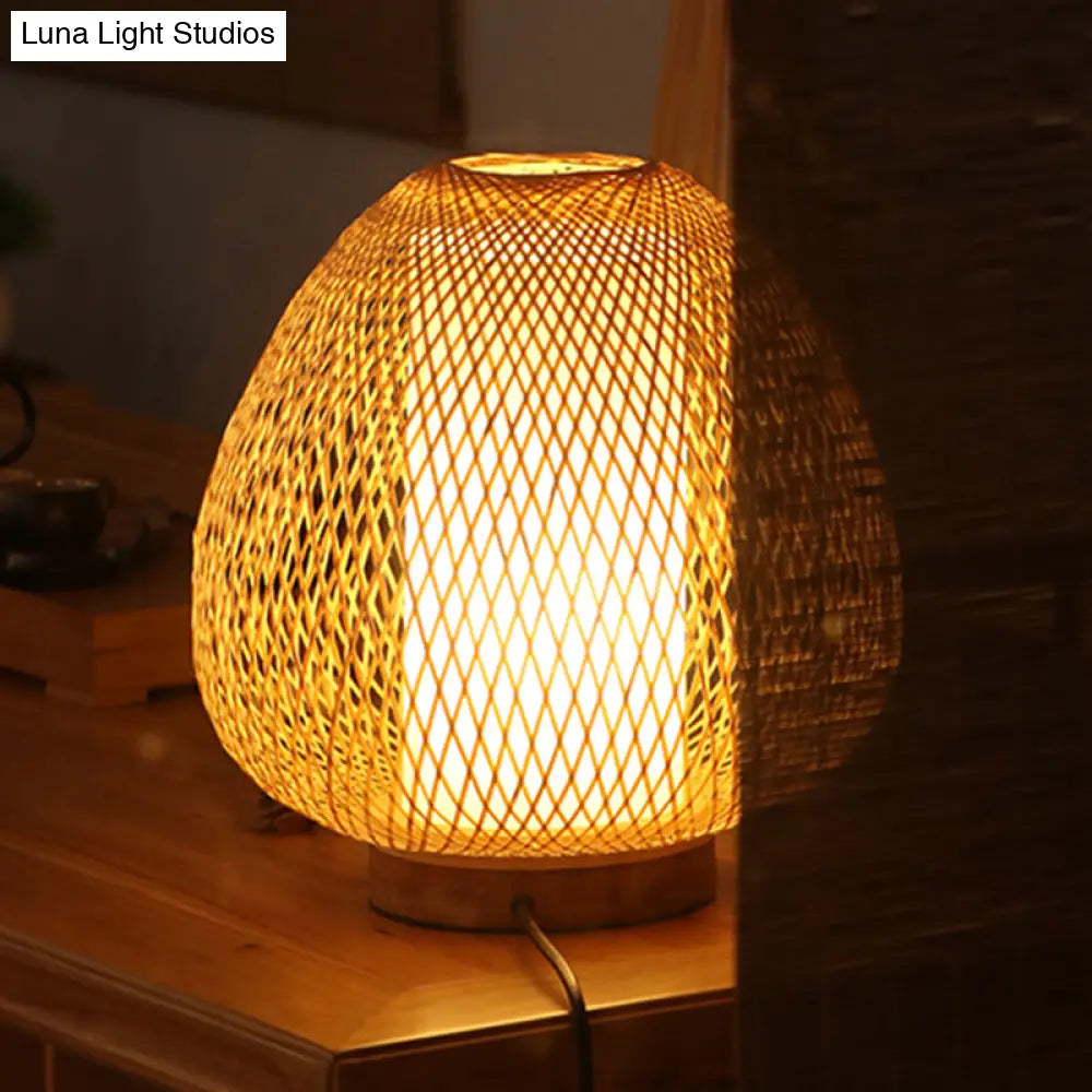 Asian Wood Desk Lamp With Handcrafted Bamboo Shade - Perfect Bedroom Task Light
Or
1 Head Small