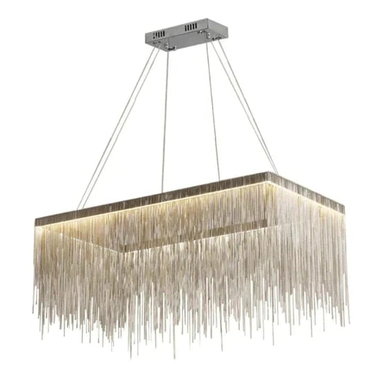 Aurora - Rectangle Led Chandelier Silver L80X40Cm / Three Color Change
