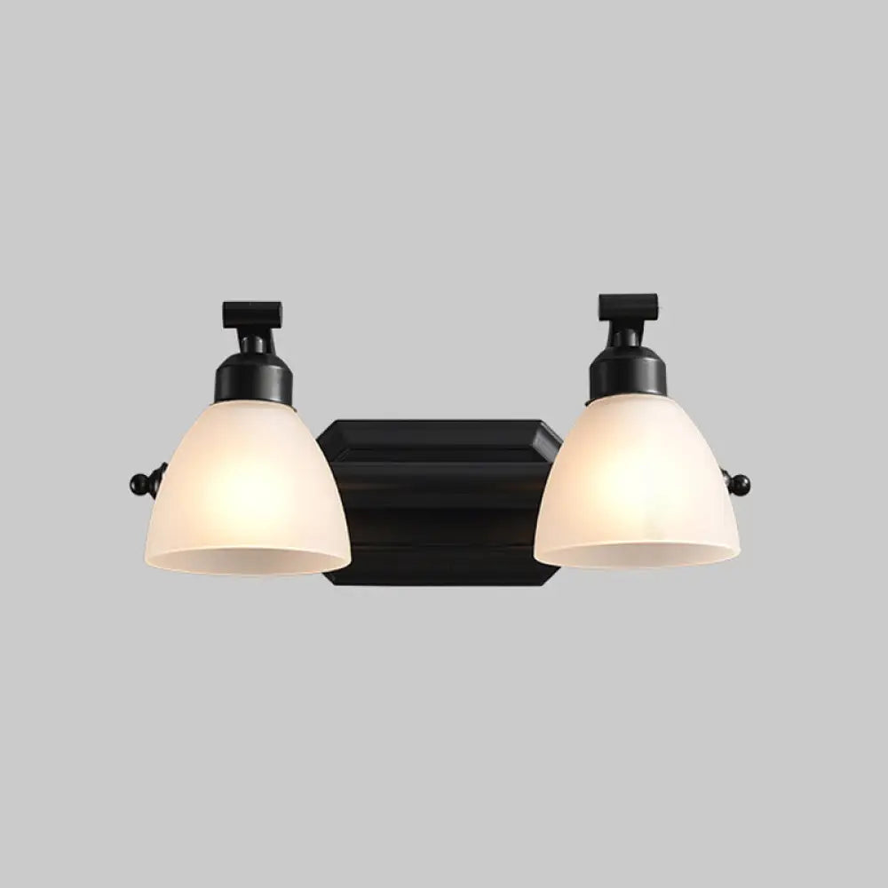 Black Finish Vanity Lamp - Countryside Opal Frosted Glass Bell Wall Sconce For Bathroom Lighting 2 /