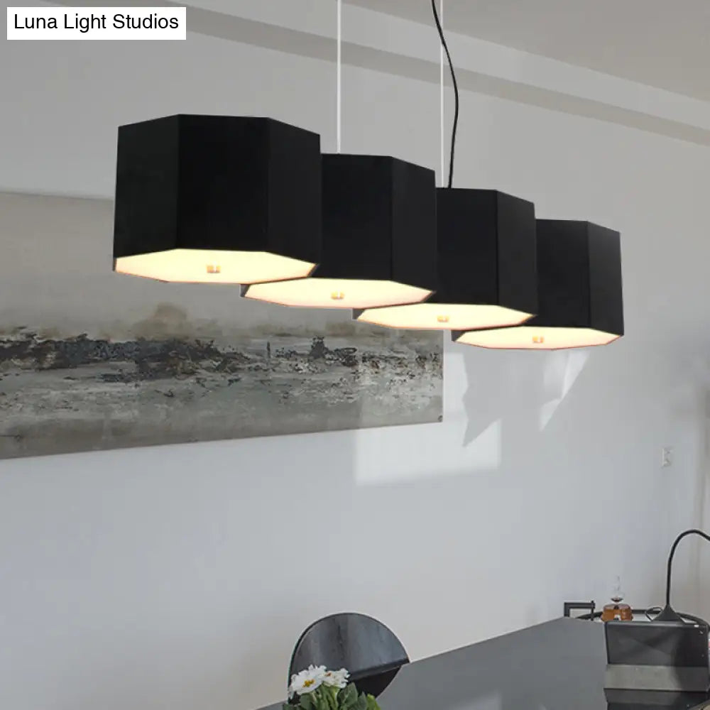 Black Nordic Island Light With Octagon Metal Shade For Dining Room
