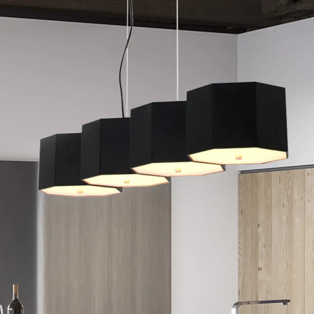 Black Nordic Island Light With Octagon Metal Shade For Dining Room 4 /
