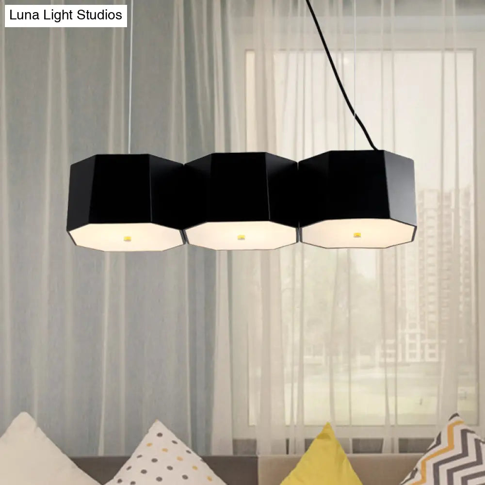 Black Nordic Island Light With Octagon Metal Shade For Dining Room