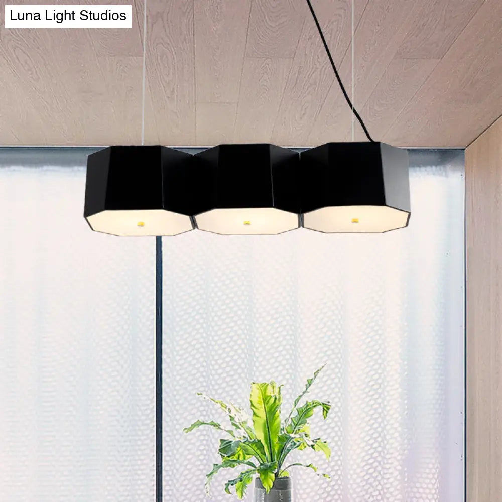 Black Nordic Island Light With Octagon Metal Shade For Dining Room