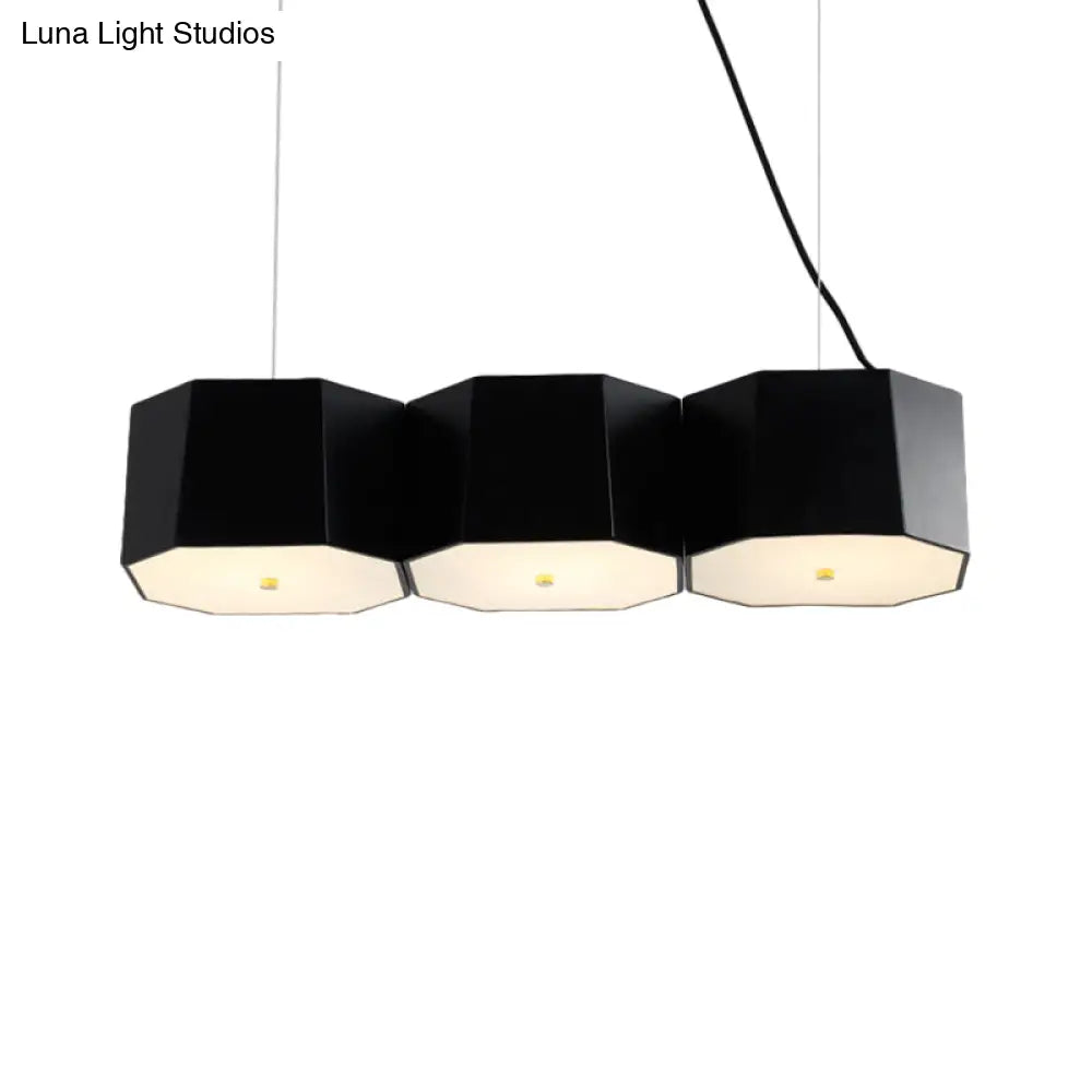 Black Nordic Island Light With Octagon Metal Shade For Dining Room