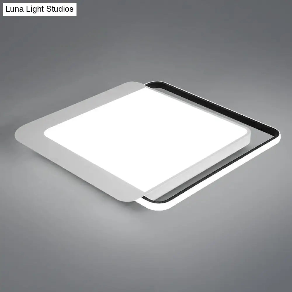 Black Square LED Flush Light with Acrylic Shade - Minimalist Flush Mount Ceiling Fixture