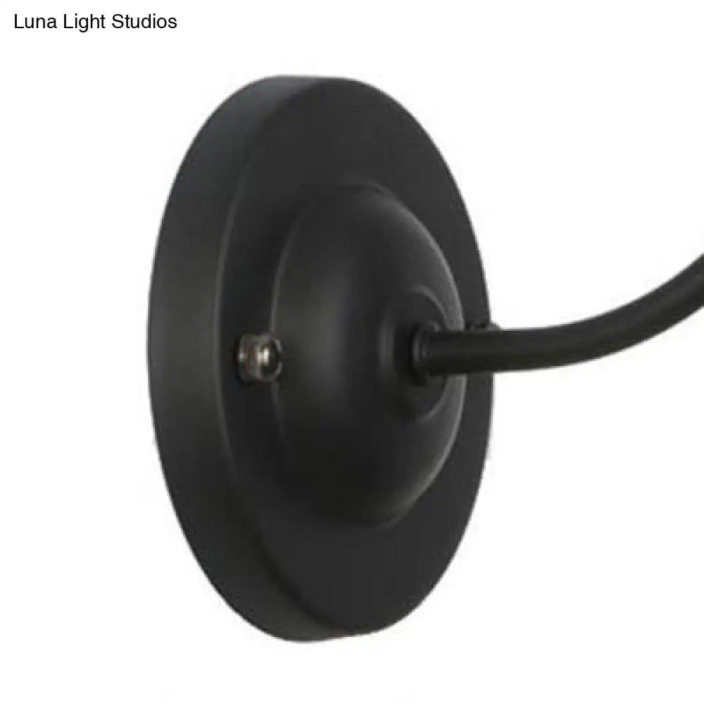 Black Vintage Industrial 1-Head Wall Light With Curved Arm - Iron Cylinder Cage Shade Mount Fixture
