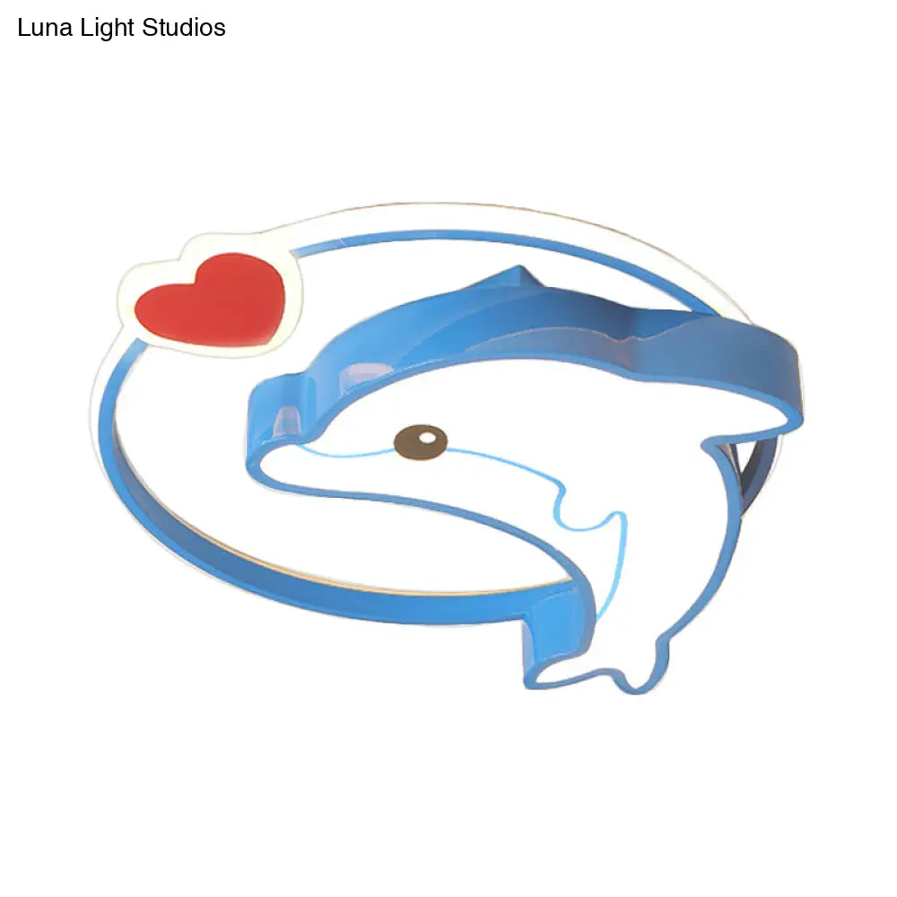 Blue Dolphin Led Acrylic Flush Mount Ceiling Light Fixture In Warm/White For Nursery