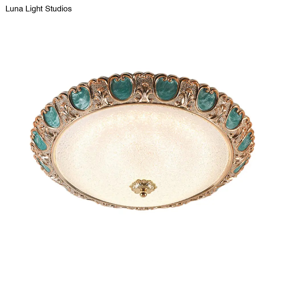 Blue Dome Ceiling Light With Led And Country Cream Glass In Warm/White Available 3 Sizes