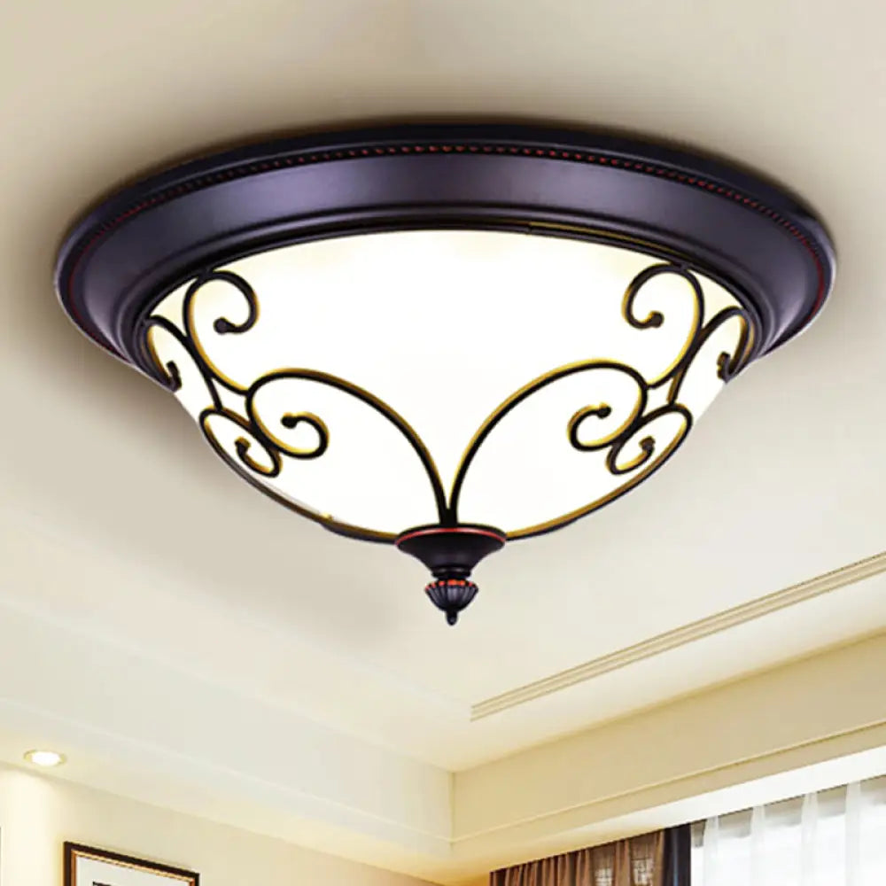 Bowl Bedroom Flush Mount Lamp - Classic Frosted Glass Led Ceiling Light White Warm/White