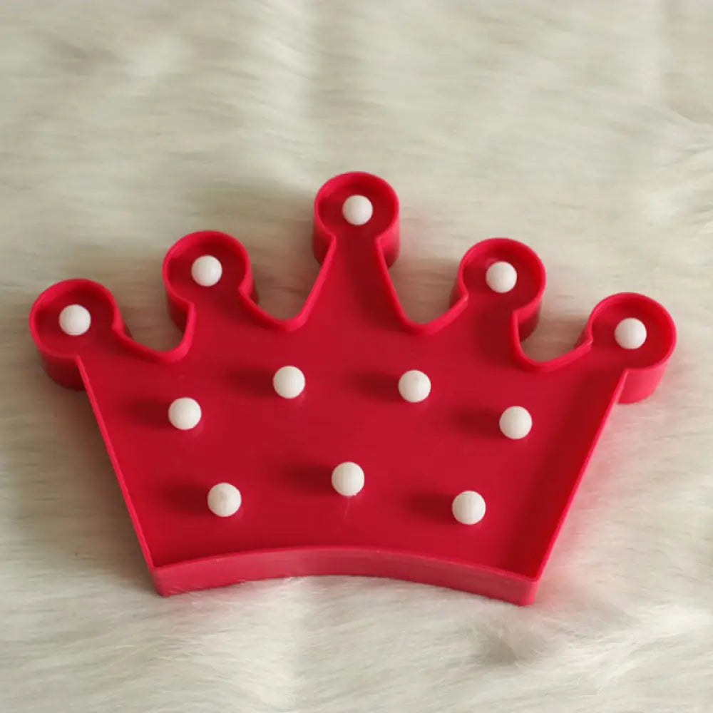 Cartoon Style Plastic Crown Nightstand Lamp - Battery Operated Led Night Light Red / B
